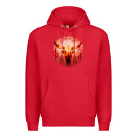 Red Western Cowboy Sunset Bull Skull Premium Hoodie - Bettercallsaul