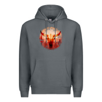 Rock Western Cowboy Sunset Bull Skull Premium Hoodie - Bettercallsaul