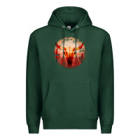 Sports Green Western Cowboy Sunset Bull Skull Premium Hoodie - Bettercallsaul