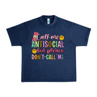 Navy call me antisocial but please don't call me Urban Heavy Tee - Artiststas