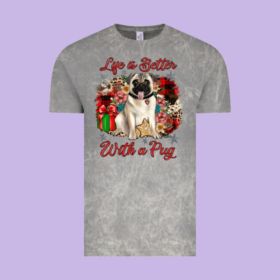 Christmas Life Is Better With A Pug Vintage Tee Designed By Jahusdesignshop