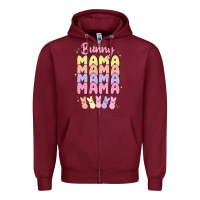 Burgundy bunny mama Zipper Hoodie - MaliasSmallBusiness