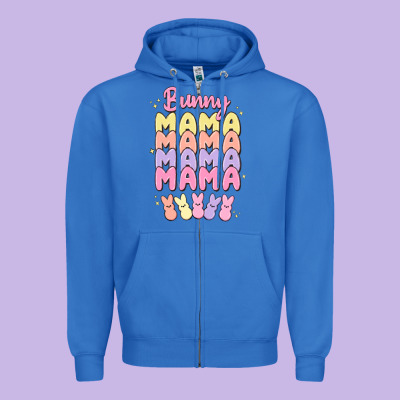 Bunny Mama Zipper Hoodie Designed By Maliassmallbusiness