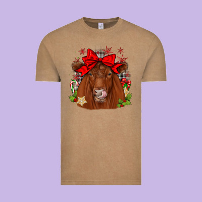 Christmas Red Angus Vintage Tee Designed By Jahusdesignshop