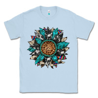 Dusty Blue cowhide leopard serape gemstone  sunflower Classic Tee - Artiststas