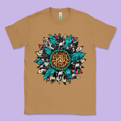 Cowhide Leopard Serape Gemstone  Sunflower Classic Tee Designed By Artiststas