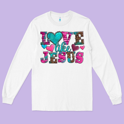 Love Like Jesus Valentine's Day Long Sleeve Tee Designed By Adodesignshop