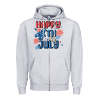 Heather Grey happy 4th of july Zipper Hoodie - MaliasSmallBusiness