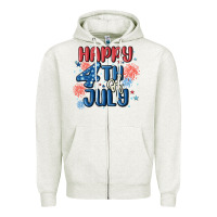 Oatmeal Heather happy 4th of july Zipper Hoodie - MaliasSmallBusiness