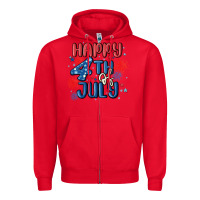 Red happy 4th of july Zipper Hoodie - MaliasSmallBusiness