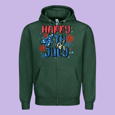 Happy 4th Of July Zipper Hoodie Designed By Maliassmallbusiness