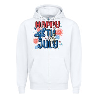 White happy 4th of july Zipper Hoodie - MaliasSmallBusiness