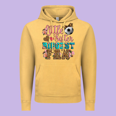 Little Sister Biggest Fan Soccer Vintage Hoodie Designed By Hra Design Shop