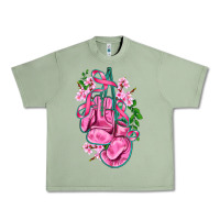 Oil Green cancer boxing gloves with ribbon Urban Heavy Tee - AdoDesignShop
