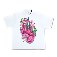 White cancer boxing gloves with ribbon Urban Heavy Tee - AdoDesignShop