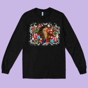 Indian Hat Christmas Long Sleeve Tee Designed By Adodesignshop