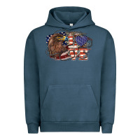 Pigment Midnight Navy Love America Eagle 4th of july Urban Hoodie - HowdyJamesFarm