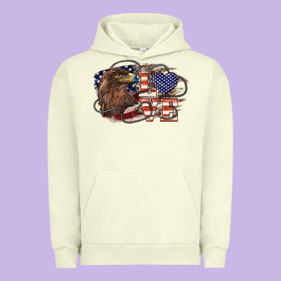 Love America Eagle 4th Of July Urban Hoodie Designed By Howdyjamesfarm