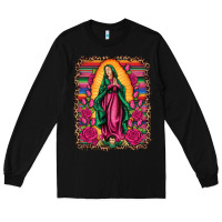 Black our lady of guadalupe serape background Long Sleeve Tee - Artiststas
