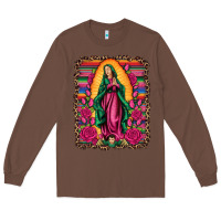 Chestnut our lady of guadalupe serape background Long Sleeve Tee - Artiststas