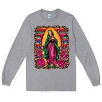 Heather Grey our lady of guadalupe serape background Long Sleeve Tee - Artiststas