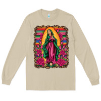 Mushroom our lady of guadalupe serape background Long Sleeve Tee - Artiststas