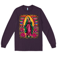 Plum our lady of guadalupe serape background Long Sleeve Tee - Artiststas