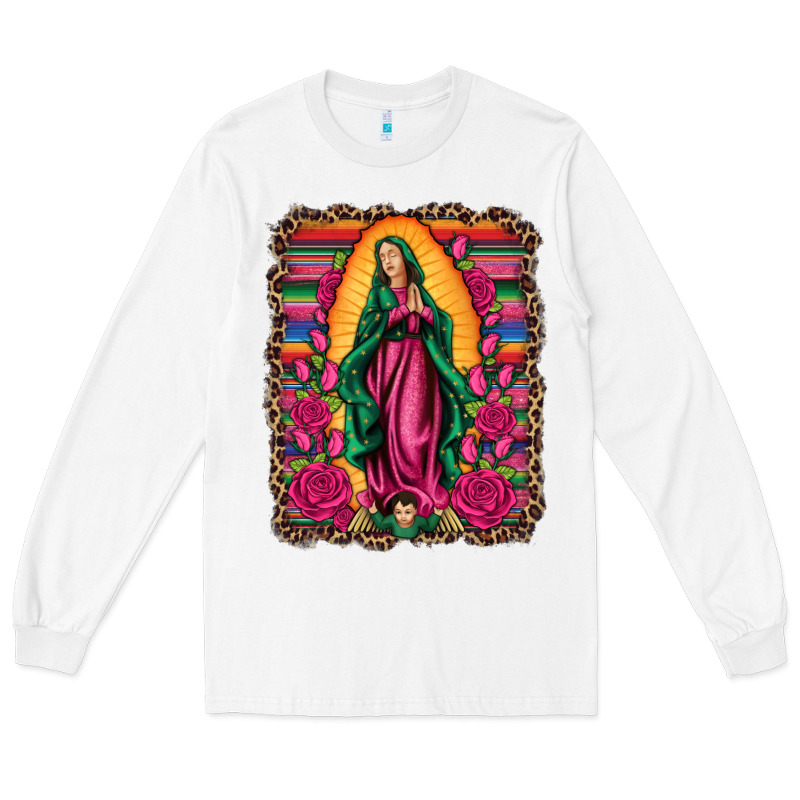 Our Lady Of Guadalupe Serape Background Long Sleeve Tee by Artiststas | Teevron