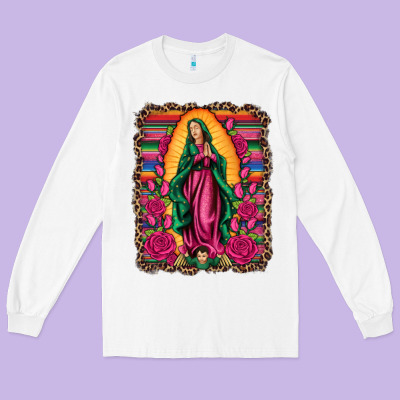 Our Lady Of Guadalupe Serape Background Long Sleeve Tee Designed By Artiststas