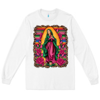 White our lady of guadalupe serape background Long Sleeve Tee - Artiststas