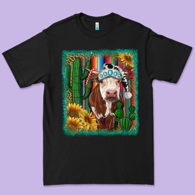 Western Christmas Cow Premium Tee Designed By Ranaportraitstore