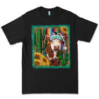 Black Western Christmas Cow Premium Tee - RanaPortraitStore