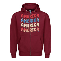 Burgundy america Zipper Hoodie - MaliasSmallBusiness