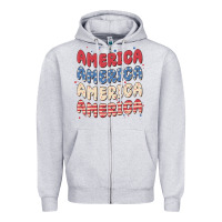 Heather Grey america Zipper Hoodie - MaliasSmallBusiness
