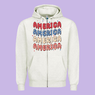 America Zipper Hoodie Designed By Maliassmallbusiness