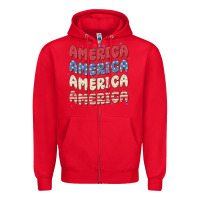 Red america Zipper Hoodie - MaliasSmallBusiness