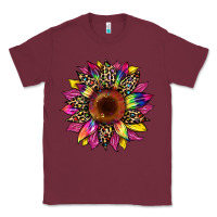 Burgundy tie dye leopard sunflower Classic Tee - Artiststas