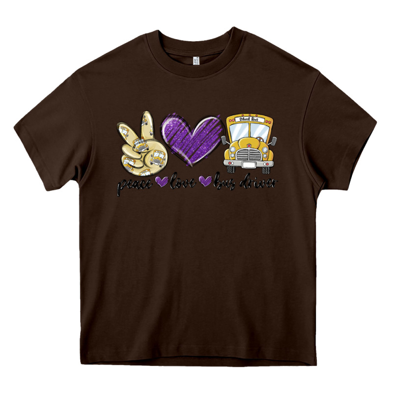 Peace Love Bus Driver Heavy Core Tee by MaliasSmallBusiness | Teevron