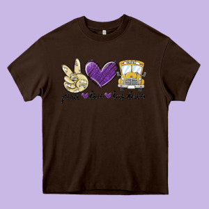 Peace Love Bus Driver Heavy Core Tee Designed By Maliassmallbusiness
