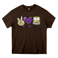 Chocolate Brown peace love bus driver Heavy Core Tee - MaliasSmallBusiness