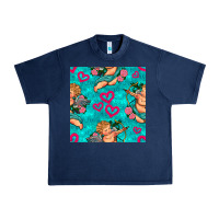 Navy valentines day cupid and neon heart seamless pattern Urban Heavy Tee - BundleAndBundleShop