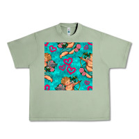 Oil Green valentines day cupid and neon heart seamless pattern Urban Heavy Tee - BundleAndBundleShop