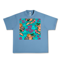 Pebble Blue valentines day cupid and neon heart seamless pattern Urban Heavy Tee - BundleAndBundleShop