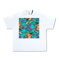 White valentines day cupid and neon heart seamless pattern Urban Heavy Tee - BundleAndBundleShop