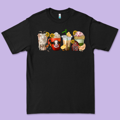 Premium Tee farm animals coffee cups