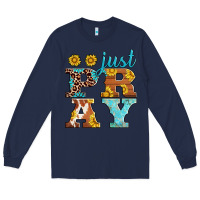Navy just pray western sunflowers Long Sleeve Tee - AdoDesignShop