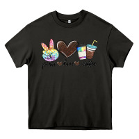 Asphalt peace love coffee Heavy Core Tee - MaliasSmallBusiness