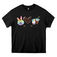Black peace love coffee Heavy Core Tee - MaliasSmallBusiness