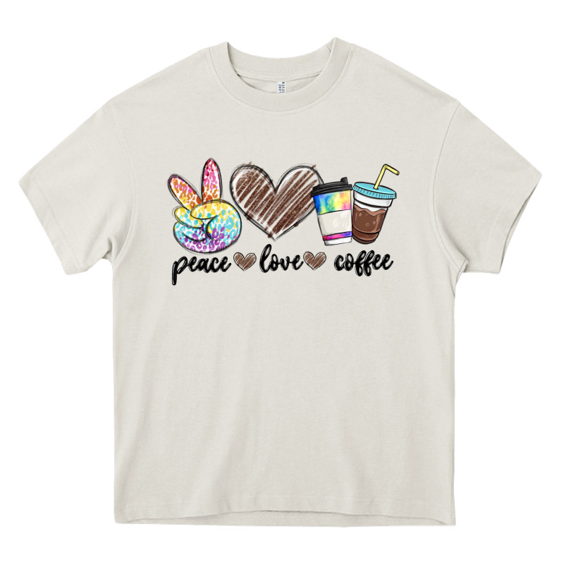 Peace Love Coffee Heavy Core Tee by MaliasSmallBusiness | Teevron
