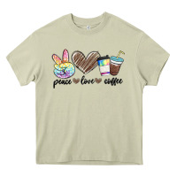 Mossy peace love coffee Heavy Core Tee - MaliasSmallBusiness